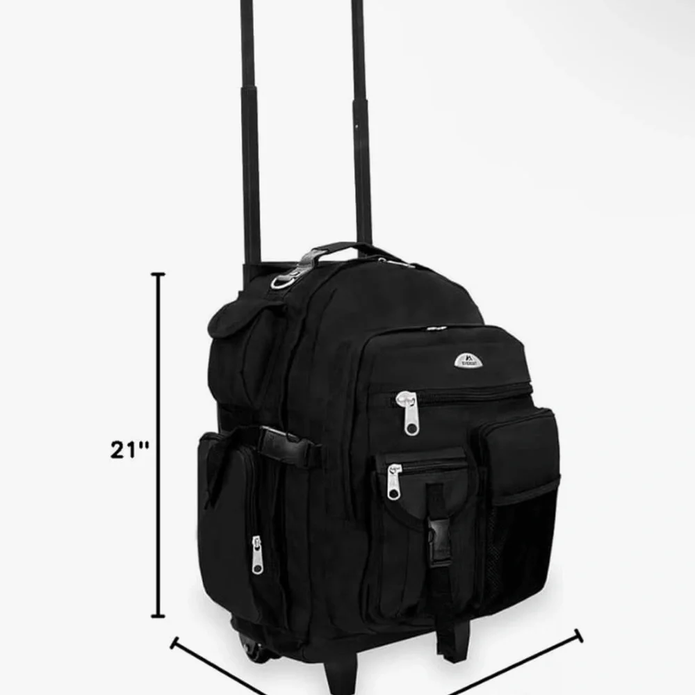 ⭐ Rolling Travel Backpack Carry On Luggage Wheeled Laptop Bag Black